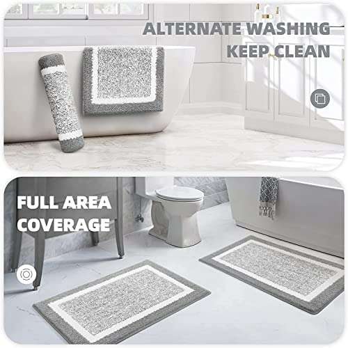 HARISONSLIVING Modern Super Soft (40x60 cm) Microfibre Solid Bath Mat 2000 GSM Super Absorbent Anti Skid Mats for Bathroom/ Bedroom/ Kitchen/ Door Mat/ Floor Mat (Grey) Pack of 2 3