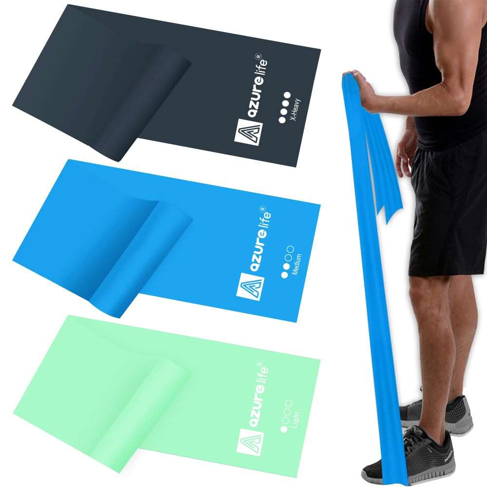 A AZURELIFE Yoga Mat Strap[MAT NOT Included] and Professional Non-Latex Elastic resistance band set 3