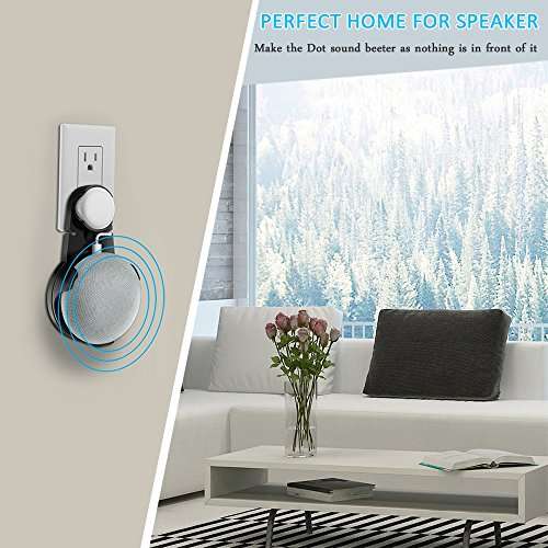 Google Home Mini Mount，Caselover Home Mini Outlet Wall Mount Hanger Stand for Voice Assistants,without Messy Wires or Screws (Black, 1) 4