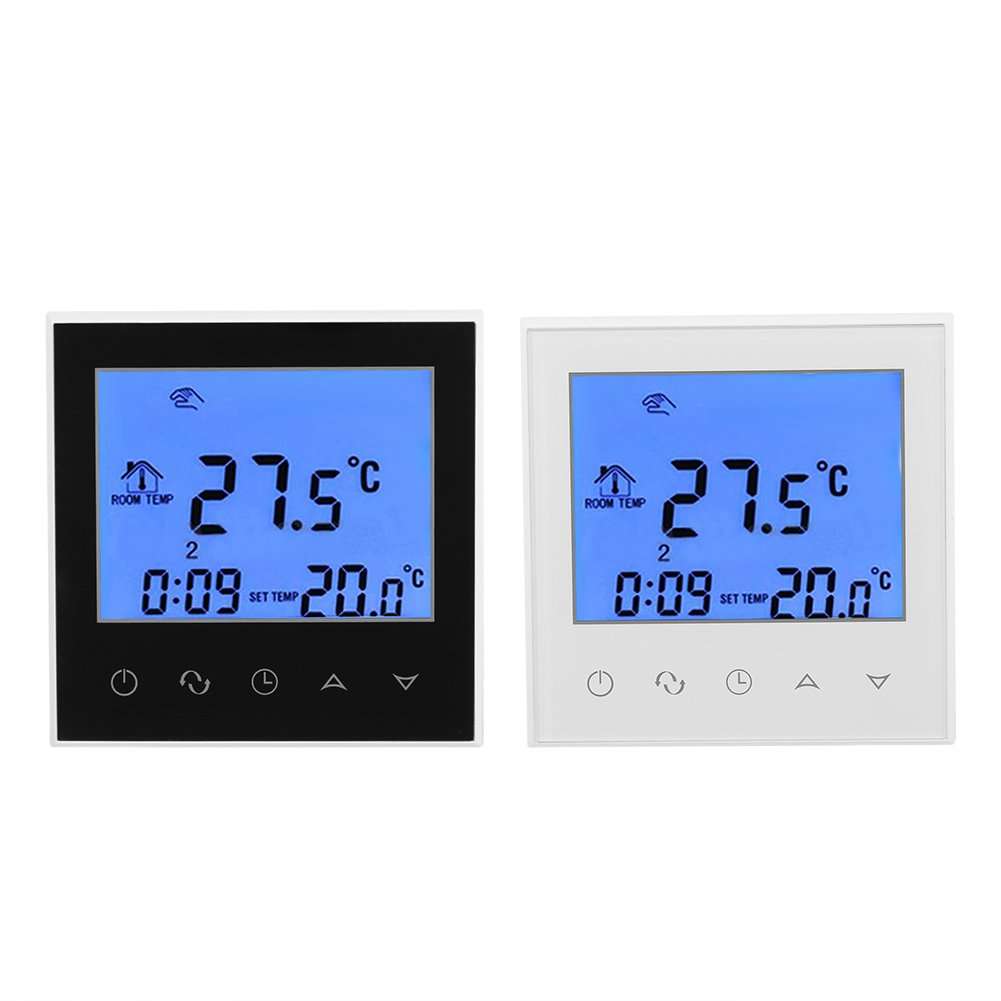 Digital LCD Display Room Temperature Controller Thermostat NTC Sensor Touch Screen LCD Programmable Thermostat Intelligent Temperature Controller Home Use(Black) 6