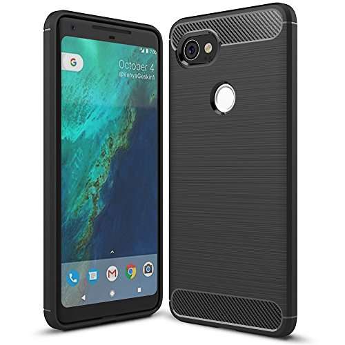 NALIA Silicone Case Compatible with Google Pixel 2 XL, Ultra-Thin Protective Cover Rugged TPU Rubber-Case Gel Soft Skin Shockproof Slim Back Bumper Protector Back-Case Smartphone Shell - Black 1