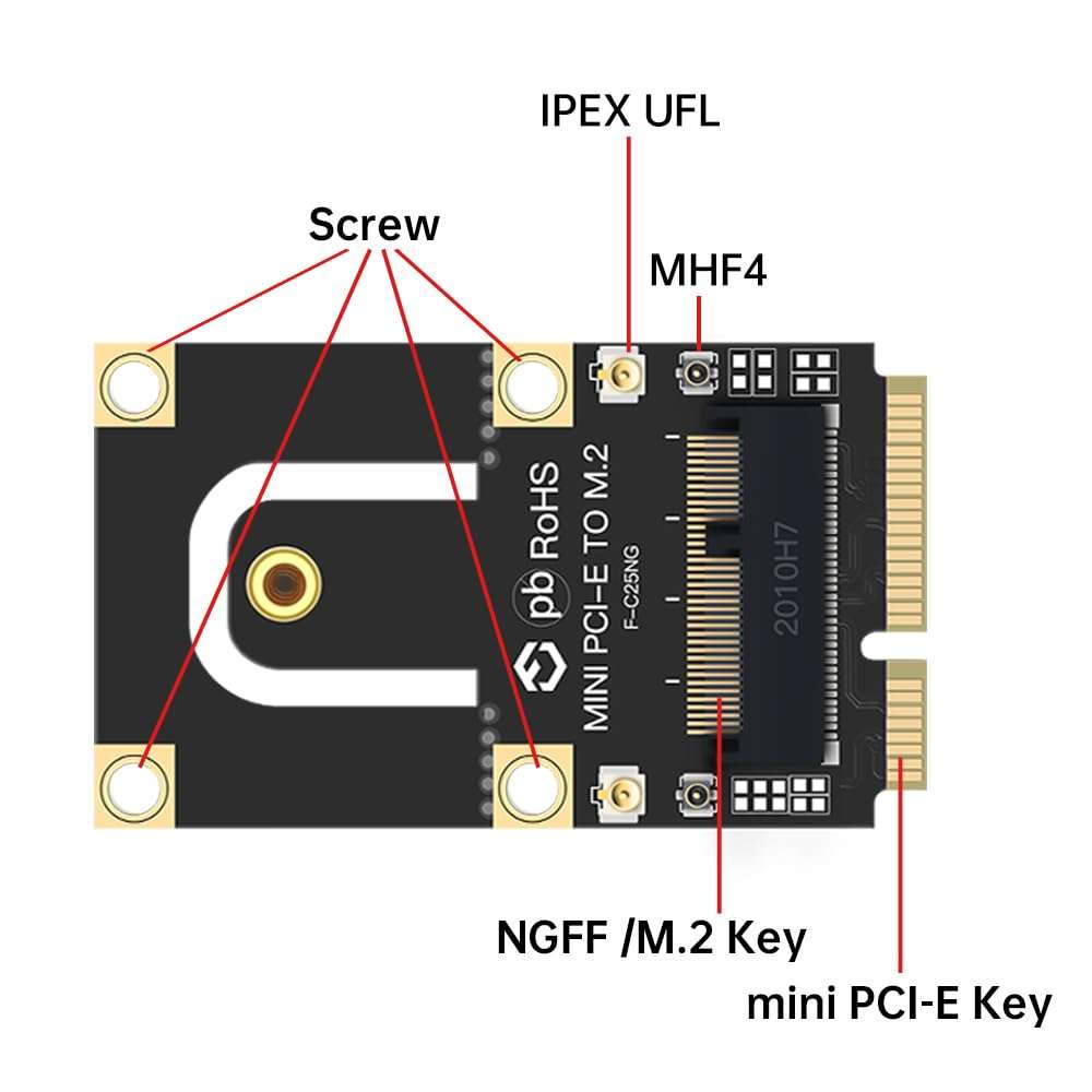 M.2 Key A/E to Mini PCI-E Converter Card, Enable NGFF WiFi Cards Like AX210/AX200 on Older Laptops with Mini PCI-E Slot, for Models from 2010-2016 3