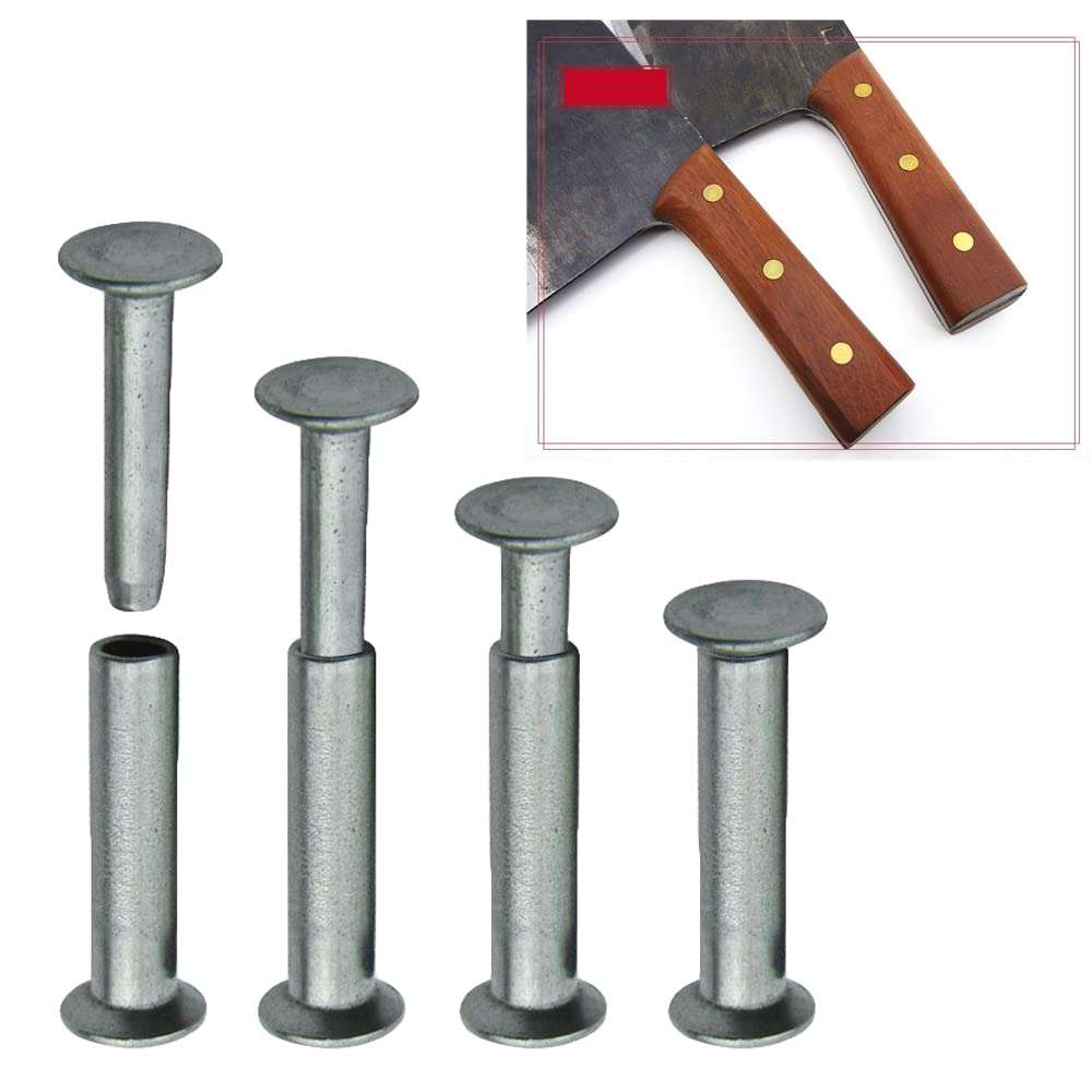 TorSor 9 Sets Kitchen Knife Handle Screw Fixing Rivet Nuts Chef Knives Cutter Wooden Grip Screws Fastener Fixer Clip Nail Replacement Repair Stainless Steel Rivets Anti-Corrosion DIY Tools Accessories 3