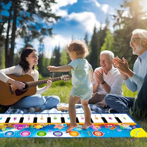 Foayex Valentines Day Gifts for Toddlers Boys & Girls Toys,Foldable Musical Toys, Learning Floor Mat with 8 Instrument Sounds-Touch Play for Early Education, Birthday Gifts for Baby Boys Girls 5