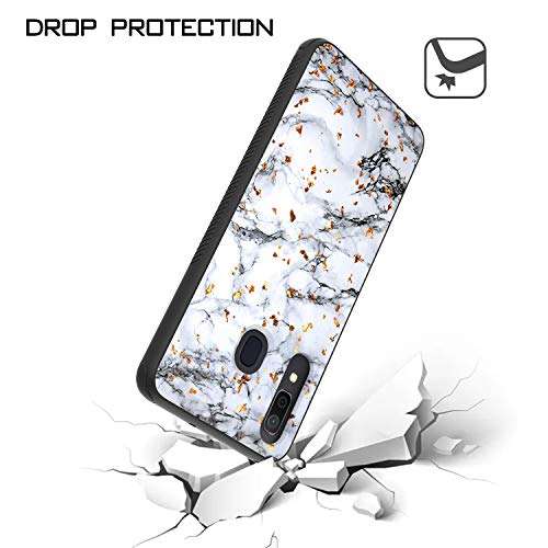 EnCASEs Cell Phone Case for Samsung Galaxy A20 / A30 / A50, TPU Chrome Flake Marble Hybrid Bumper Shockproof Anti-Slip Case Cover, White 5