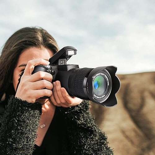 Monitech DSLR Cameras 33MP Digital Camera FHD 1080P Video Camera Auto-Focus Digital Cameras for Photography 24X Digital Zoom Vlogging Camera for YouTube with Tripod and 3 Lenses 6