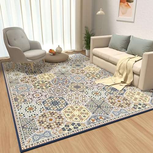 JUSTWOOF Machine Washable Boho Area Rug,3x5 Indoor Door mats for entryway,Non-Shedding Faux Wool Low-Pile Throw Rugs for Kitchen Laundry Bathroom Bedroom (Grey, 3x5ft) 2