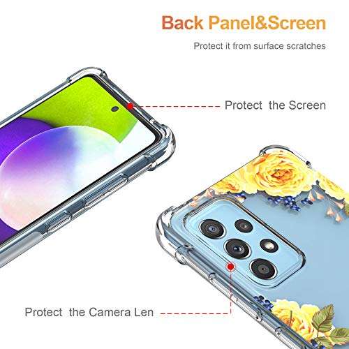 Samsung Galaxy A52 Case,PULEN Galaxy A52 Case Clear Cover Soft TPU Ultra Clear Anti-Drop Shockproof in Four Cornors for Samsung A52 4G/ 5G (Rose Yellow) 5