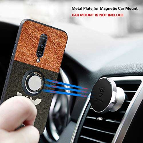 Alapmk Compatible with OnePlus 7 Pro Phone Case, OnePlus 7 Pro 5G Case, Do not Touch Pattern Design Scratch Resistant Bumper Case with 360 °Ring Kickstand for OnePlus 7 Pro Smartphone 5