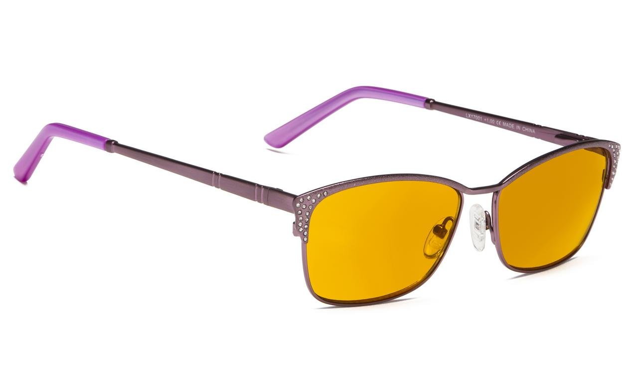 Cat-eye Half-rim Blue Light Blocking Computer Reading Glasses for Women (Purple, 1.50)