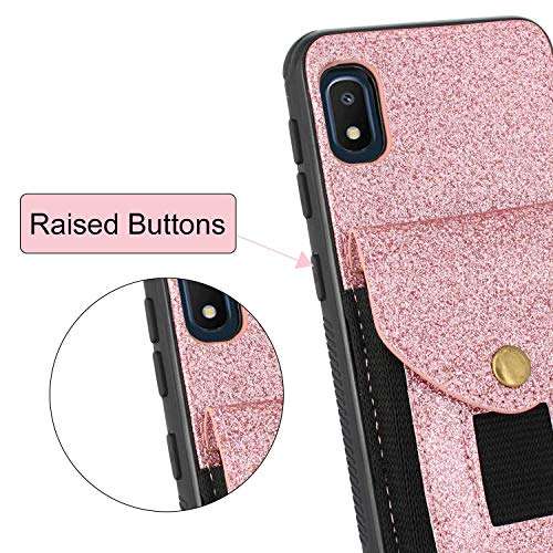 Lacass Slim Leather Wallet Case Protective Cover with Elastic Pocket Credit Card Slot Holder for Samsung Galaxy A10e SM-A102 (Bling Rose Gold) 6