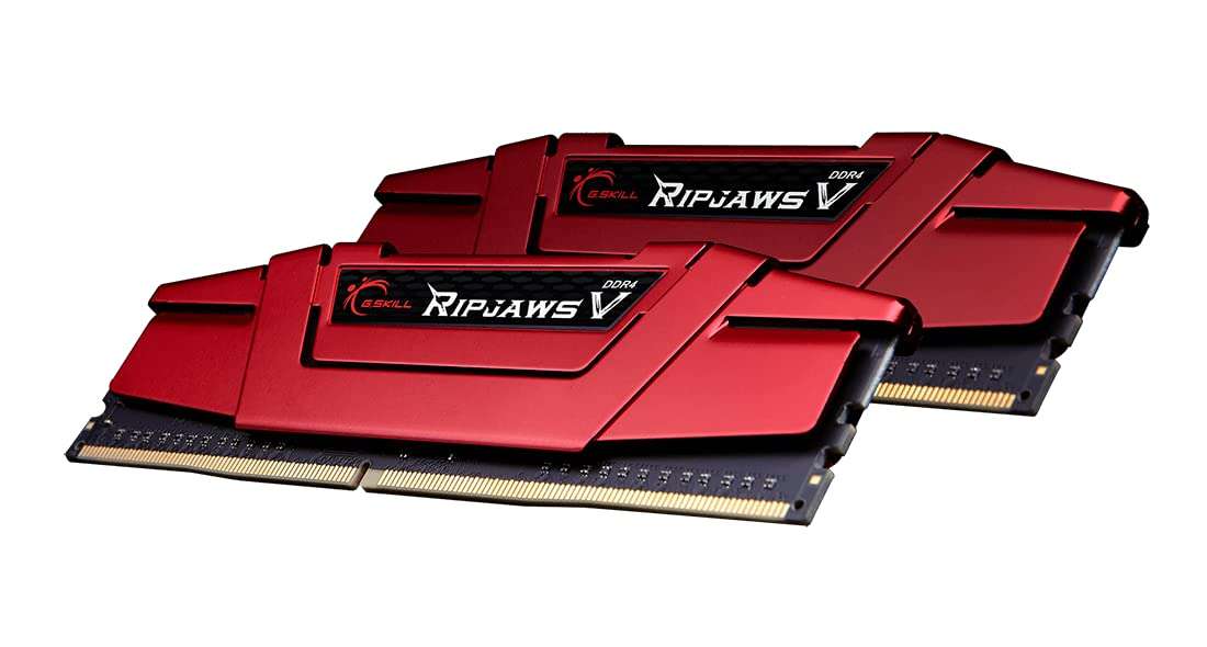 G.SKILL RipjawsV Series DDR4 RAM (XMP) 16GB (2x8GB) 2666MT/s CL15-15-15-35 1.20V Intel AMD Desktop Computer Memory U-DIMM - Red (F4-2666C15D-16GVR) 1