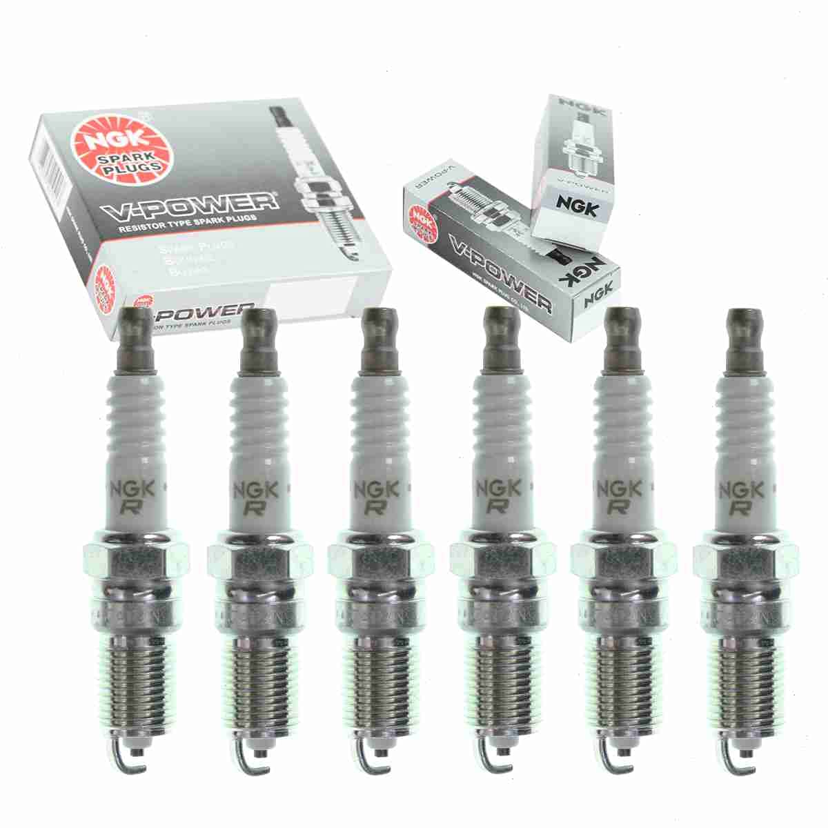 6 pc NGK V-Power Spark Plugs compatible with GMC Jimmy 4.3L V6 1996-2005 1