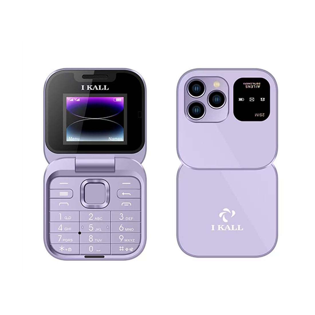 IKALL A5 Flip Keypad Mobile Phone, 1.8" Display, 2000mAh Battery, FM Radio, MP3 Player, King Voice, Call & SMS Indicator Light – Purple