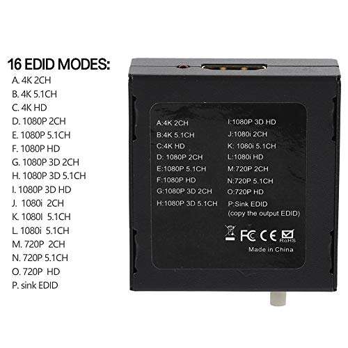 Zerone EDID Feeader EDID Manager Emulator Support 4K CEC, 1.4V Cable (Up to 10M Distance) 3