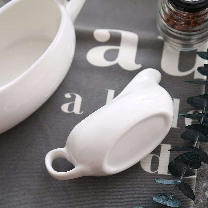 123Arts Gravy Boat Ceramic Sauce Boat for Salad Dressings Creamer Broth Black Pepper,400ml 4