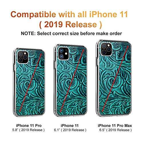 Turquoise Embossed Tooled Leather Floral Scrollwork Design Case Cover Compatible for iPhone iPhone (11 Pro Max) (iPhone 6 plus/6s Plus) 3