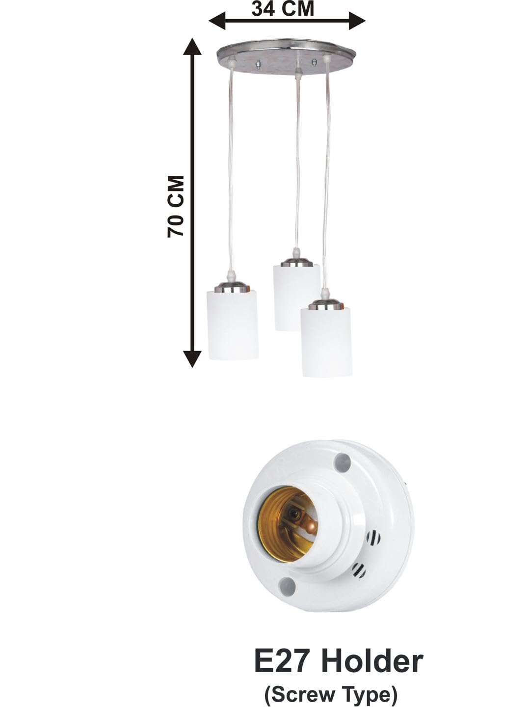 Somil Pendants Ceiling Hanging Lamp Light of 3 Decorated Glass Shade in 1 Metal Fitting- D40 3