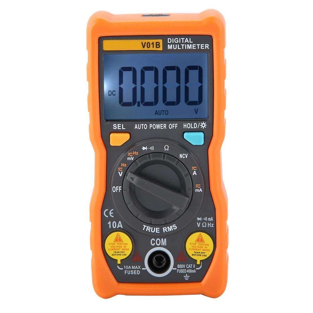 Yadianna ANENG V01B Multimeter 4000 Counts Digital Auto-Ranging Temperature True-RMS Smart NCV LCD Backlight Electrical Tester DC 36V AC 25V(Orange) 1