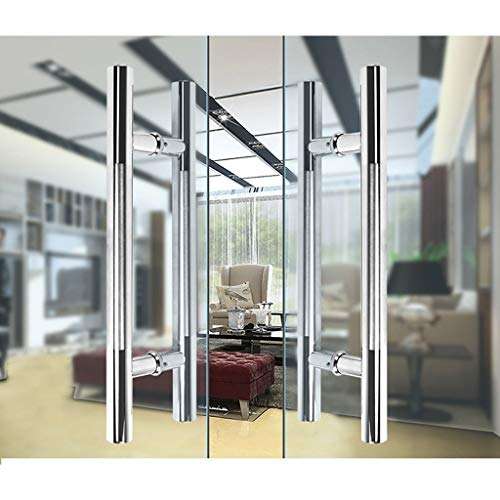 JF-Handrails Glass Door Handle, Brushed Stainless Steel Round Tube Sliding Door Handle, Wooden Door/barn Door Handle, 4 Sizes (Size : 12090cm) 3
