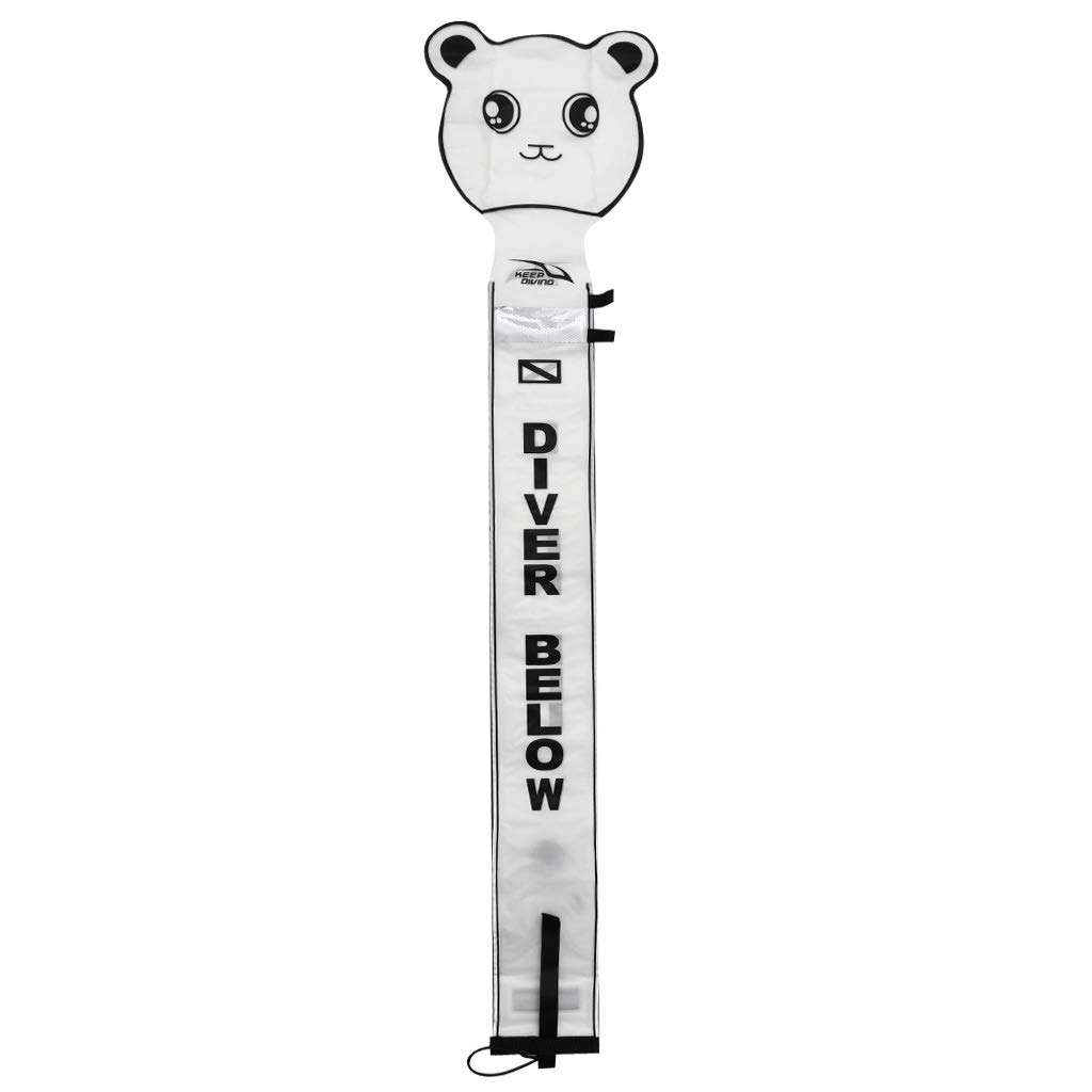 UJEAVETTE Scuba Diving Buoy Marker Safety Gear with D Ring White Panda 5FT 1
