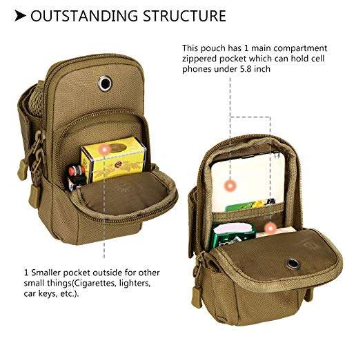 Protector Plus Tactical Running Cell Phone Armband Case Holster Bag EDC Utility Gadget Gear Medical Pack Tool Pocket Purse (Patch Included), Army Green 6