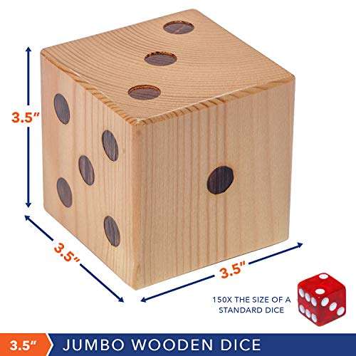 Rally and Roar Giant Backyard Varnished Wood Dice Set - Six 2.5" Dice, Scorekeeper and Carry Bag 2