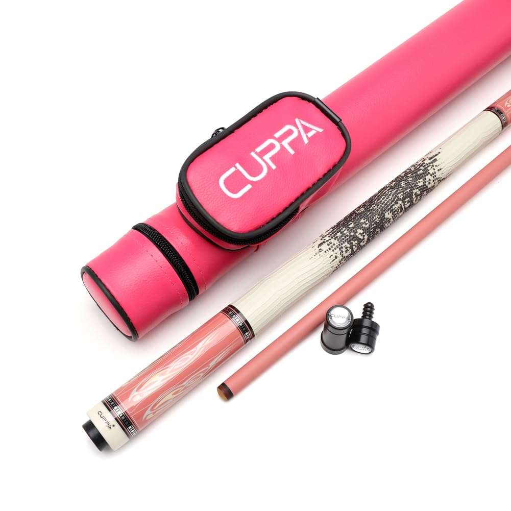 TROUFY Cuppa Woman Carbon Fiber Pool Cue Stick Ladies Pink Pool Stick with Case (12.5mm, WH Tube Case) 1