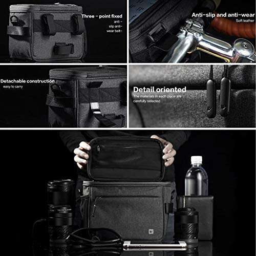 Rhinowalk Bike Handlebar Bag Waterproof Bicycle Front Bag Pack Camera Bag Handbag Phone Bag with Touch Screen Shoulder Strap, Grey 4