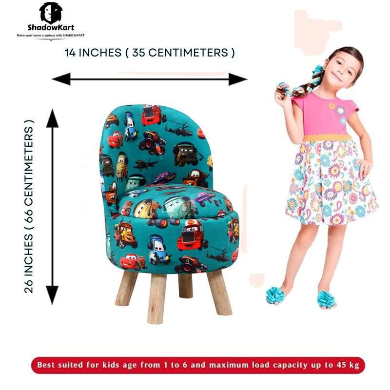 ShadowKart Ottoman Kids pouffe Stool for Small Baby Chair Study Stool for Kids Playing Products Little Baby Dining Chair for Feeding Kids Cartoon Bedroom Chair,14x14x26 Inch, Combo Cars 5