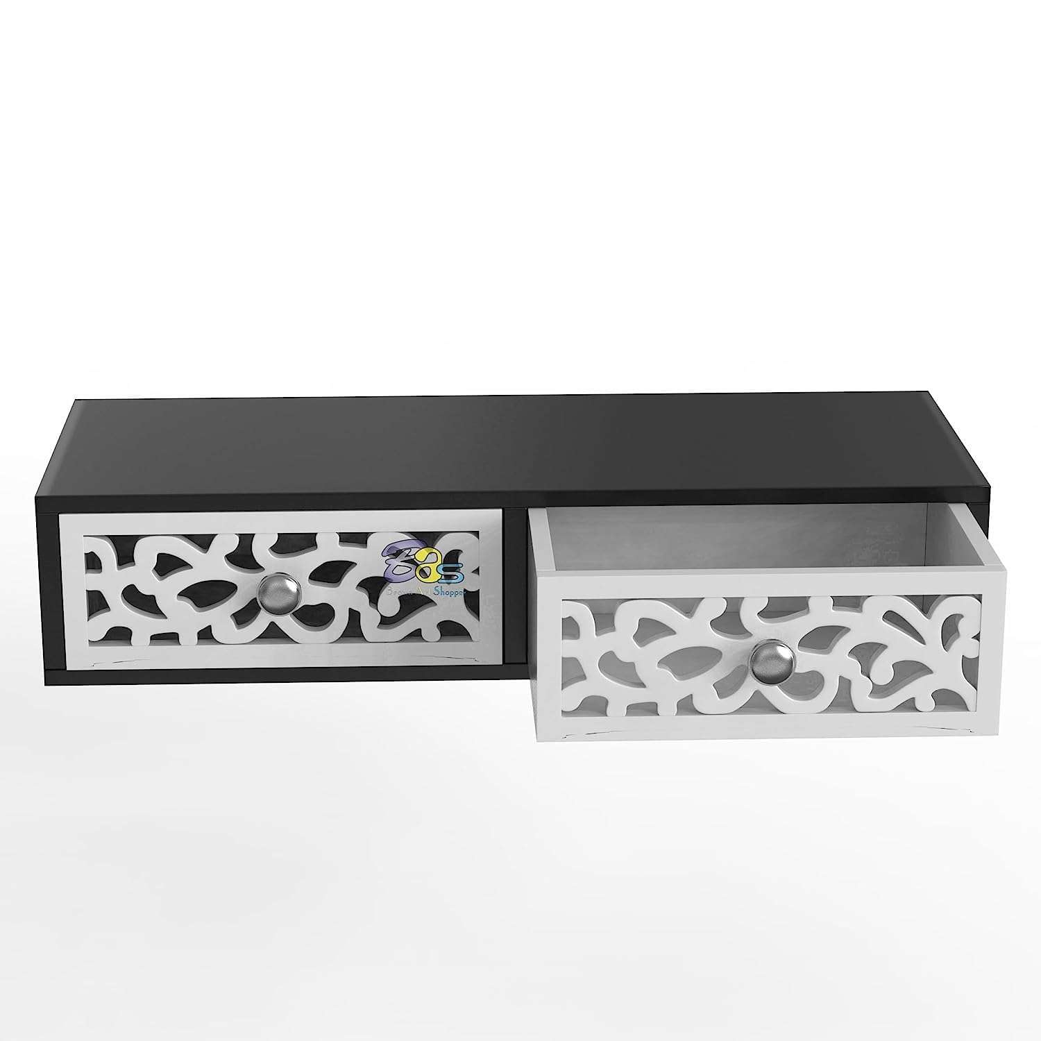 DDS Dream Decor Shoppee - TV Stand Multipurpose TV Unit/Wall Set Top Box Stand Shelf can be Used as Set top Box Book shelf/Display Shelves in Living/Dining/Offices etc. (Black White) 5