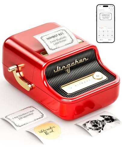 NIIMBOT B21 Label Maker Inkless Bluetooth Label Printer, 2 Inch Portable Thermal Label Machine for Small Business, Address, Logo, Clothing, Mailing, Candles, Jewelry, Sticker Printer for Gift, Red 1