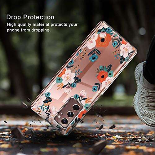 LSL Case for Samsung Galaxy Z Fold 2 5G Case Clear Print Flowers Cute Design Hard PC Shockproof Protection Full Body Protection Cover for Galaxy Z Fold 2 7.6 Inch 4