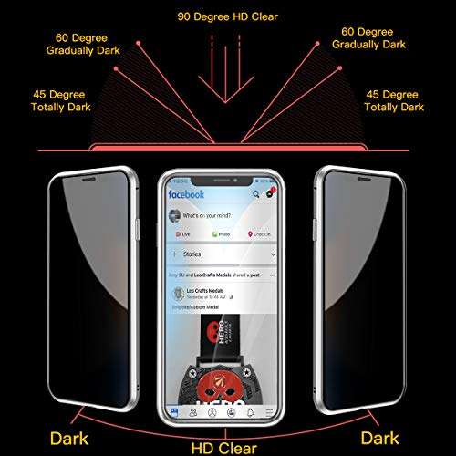 Privacy Magnetic Case for iPhone 11 Pro Max, Anti Peeping Clear Double Side Tempered Glass [Magnet Absorption Metal Bumper Frame] Thin 360 Full Protective Phone Case for iPhone 11 Pro Max 6.5'' Silver 2