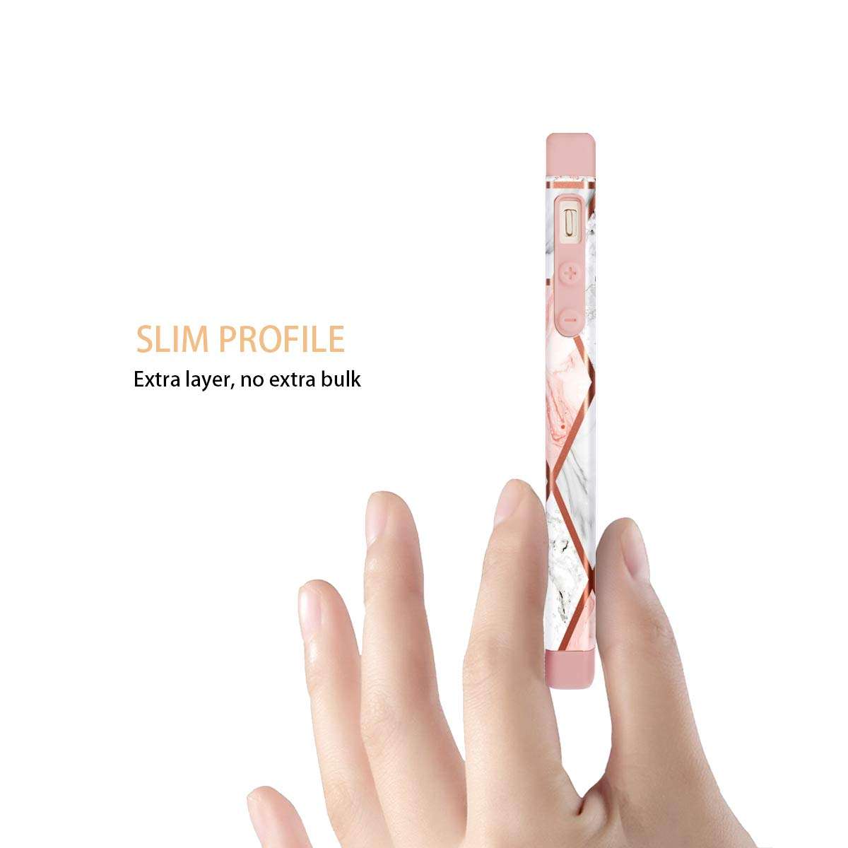 Fingic iPhone 5s Case, iPhone 5 Case, iPhone SE Case Rose Gold Marble Design Glitter Bumper Hybrid Hard PC Soft Rubber Silicone Anti-Scratch Shockproof Protective Case Cover for Apple iPhone SE/5S/5 6