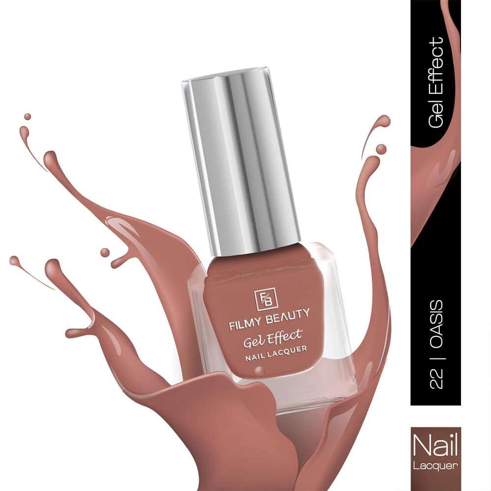 Filmy Beauty Gel Effect Nail Lacquer Set – 2 Shades – Long-Lasting, High Shine, Salon Finish, Quick Drying Nail Polish (Oasis, 10 ML Each) 4
