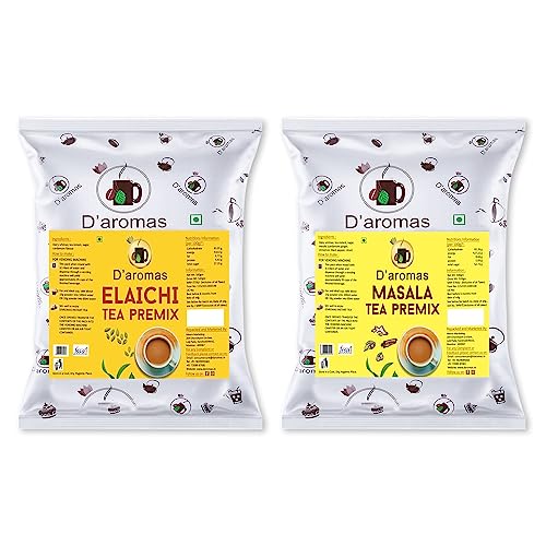 D'aromas Cardamom & Masala Premix Tea Powder 1kgx2, Instant Premix Tea Powder, Ready to Drink