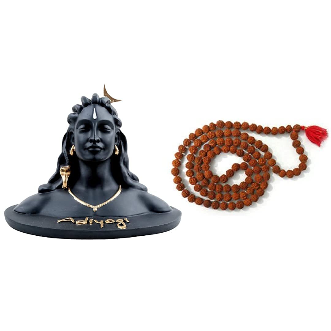 A&S Ventures Adiyogi Miniature Statue with Free Rudraksha Mala and Double-Sided Tape On Base for Car Dashboard Home Decor, Gift & Puja 3