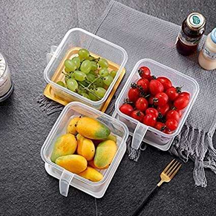 SimpleTec Pack of 3 Multipurpose Fridge storage containers & jar Set Plastic Refrigerator Box with Handles and Airtight Lid Unbreakable kitchen storage Vegetable, Food, Fruits Basket - ,1100 ml 4