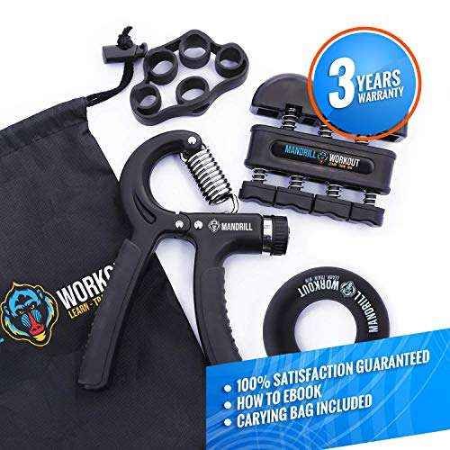Hand Grip Strengthener (4 Pack) Forearm Exerciser Adjustable Resistance Hand Gripper, Finger Stretcher, Grip Ring and Finger Exerciser for Men and Women, Injury Recovery and Muscle Builder 2