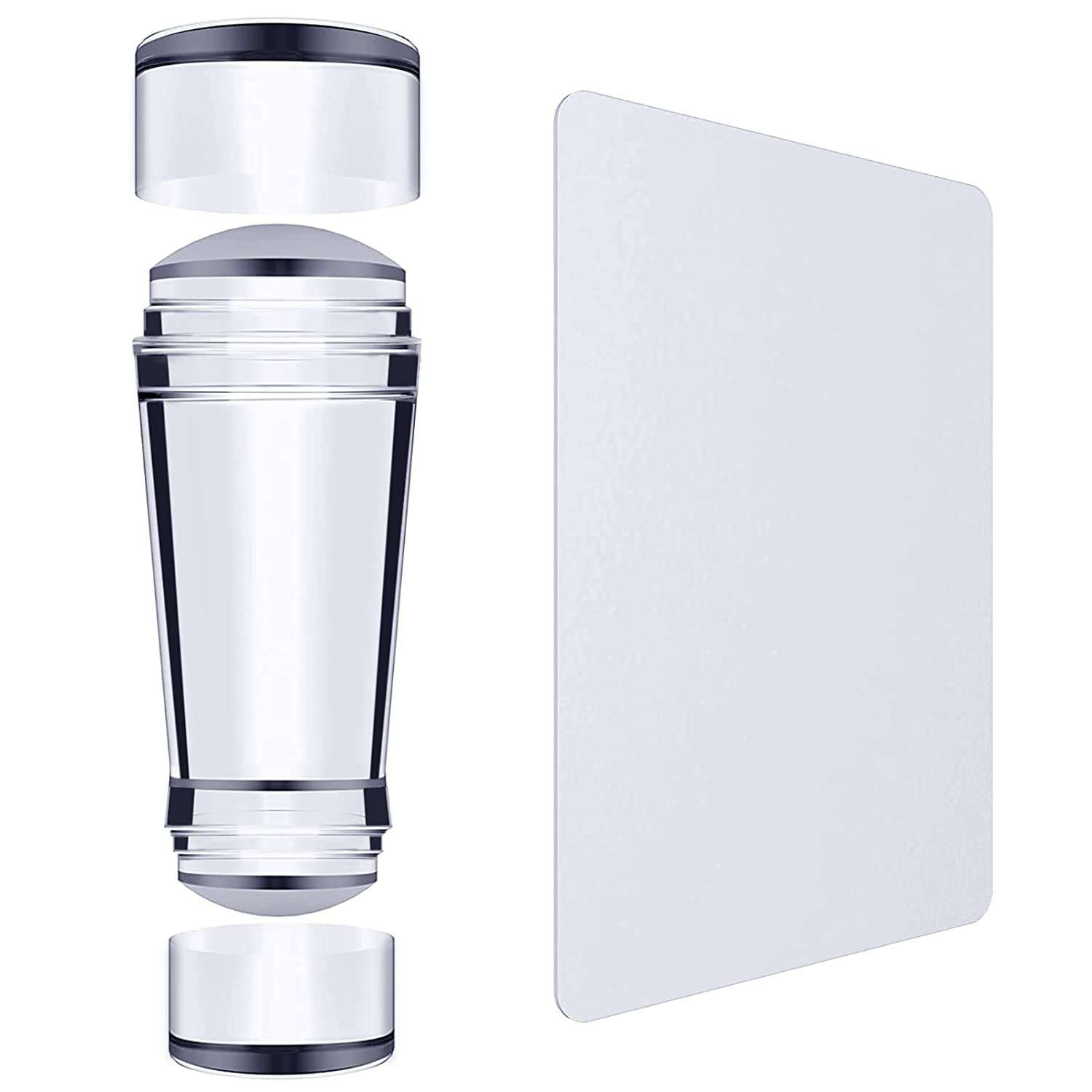 Buransh New Transparent Silicone Visible Body Jelly Nail Art Tool Stamps Kit with Acrylic Scrapers French Replaceable Stamper Head Stamping Polish Manicure Best Outdoor Product Gift Girl female Bridal 3