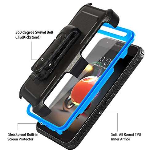 Toyouu for LG Aristo 2 Case/Aristo 3/Rebel 4 LTE/Tribute Dynasty/Tribute Empire/Zone 4/K8+/K8S/Fortune 2/Phonenix 4 Phone Case with Screen Protector Belt Clip[Kickstand] Heavy Duty Protective,Blue 3