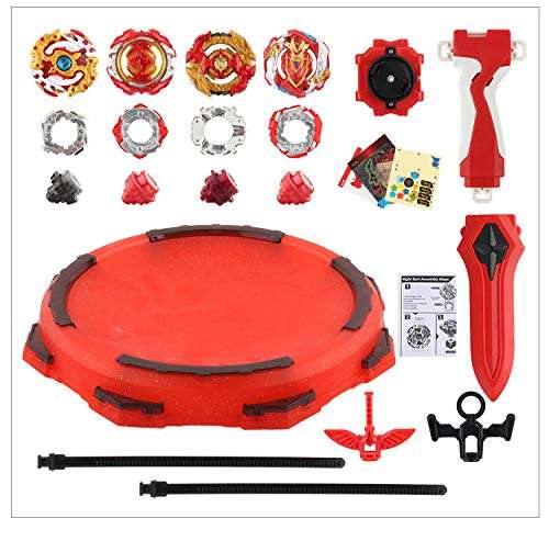 Burst God Bey Battling high Performance Tops Avatar Attack Evolution Set of Fighter 4D Launcher and Grip Stadium Upgraded 4 in 1 Red Edition 2