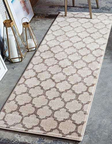 Unique Loom Trellis Collection Area Rug - Philadelphia (2' 7" x 8' Runner Beige and Light Brown/Beige)