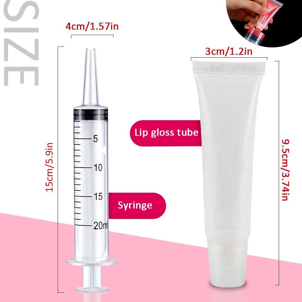 AMORIX 50PCS 15ml Lip Gloss Tubes Clear Lip Gloss Containers Empty Cosmetic Squeeze Tubes for DIY Lip Gloss Flavoring Oil + Free Syringe Tag Labels Stickers | Refill Lip Balm Tubes DIY Lip Gloss Base 3