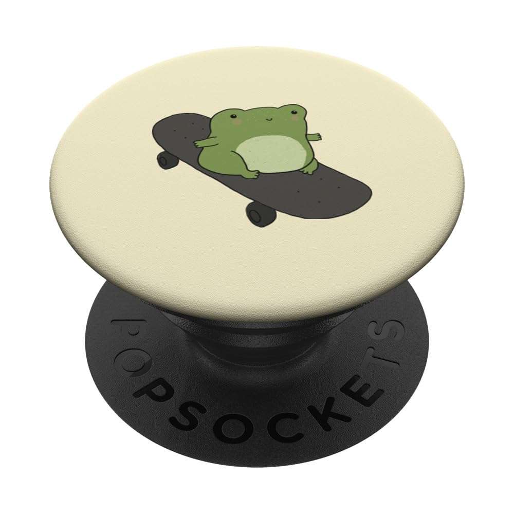 Cute Frog and Skateboard Kawaii Cottagecore Aesthetic PopSockets Standard PopGrip