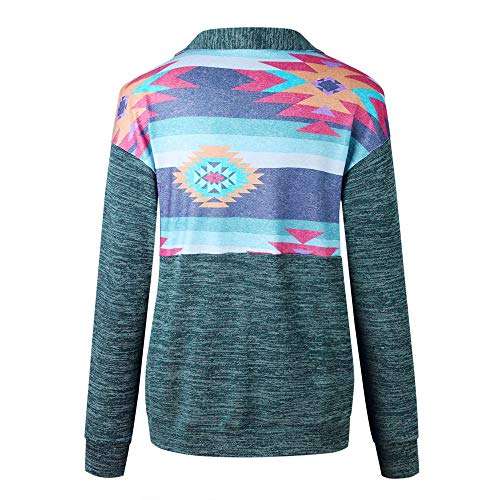 Goddessvan 2018 Womens Long Sleeve Print Zipper Sweatshirt Pullover Blouse Tops Pockets(Green,S) 6