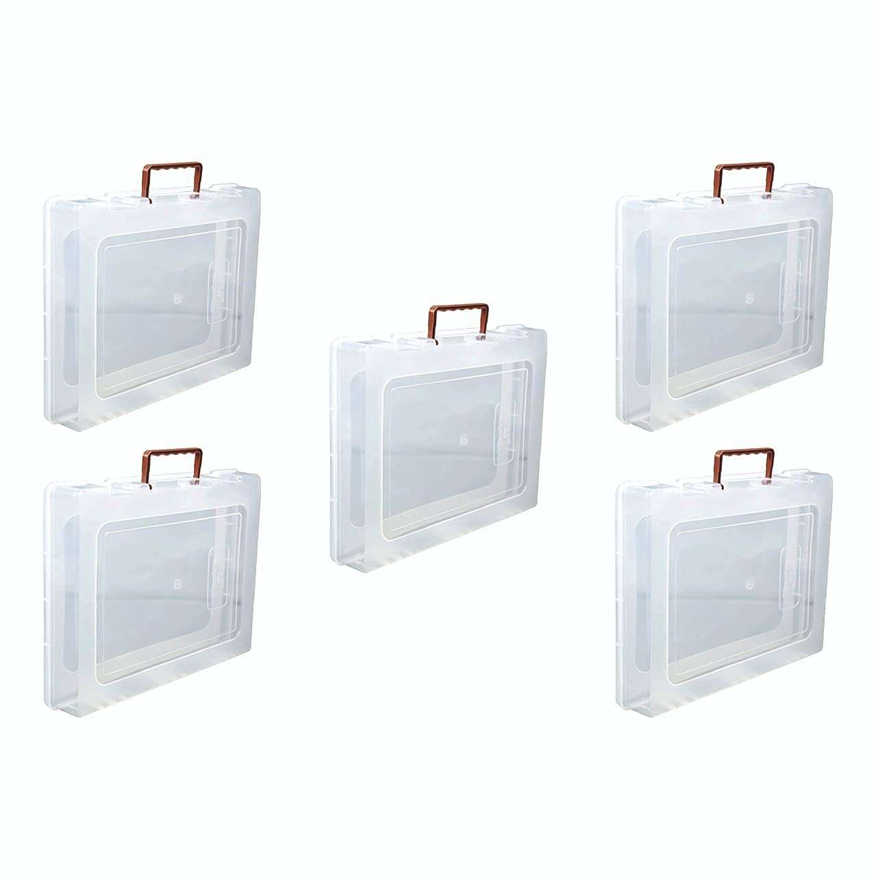 DARKZONE® Multi-Purpose Rectangular Plastic Storage Box with Locks and Handle | Matte Finish Transparent Plastic Organizer Box for Saree, Laptop, Books & Clothes - (17 x 14 x 2.5 inch, Pack of 5) 1