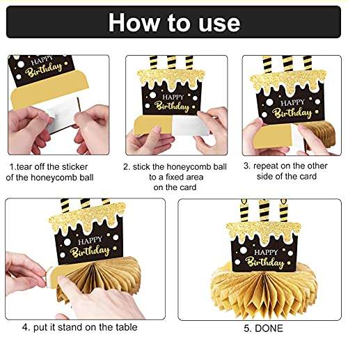 9 Pieces 90th Birthday decorations 90th birthday centerpieces for Tables Decorations Cheers to 90 Years Honeycomb Table Topper Happy 90th Birthday Decorations for Men and Woman Sixty Years Birthday Party Supplies 4