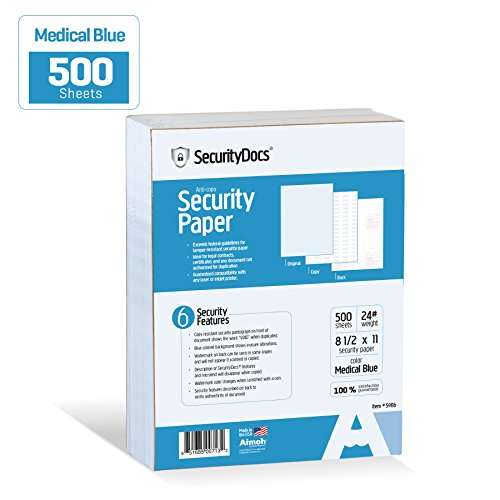 SecurityDocs Security Paper for Medical and Federal use, CMS Certified, Copy and Tamper Resistant, Pantograph, Inkjet and Laser Printer Compatible – 8.5 x 11 Inches, 500 Sheet Supply, (59116) 5